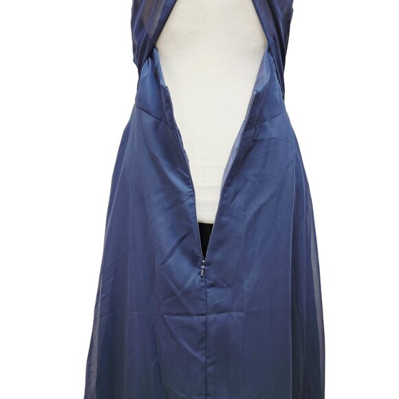 Elegant Navy Blue V-Neck Wedding party dress Size 6 - Picture 11 of 11